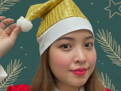 Nón Noel vải kim sa Vàng [Dày dặn - ĐK 27cm] NON-X-08